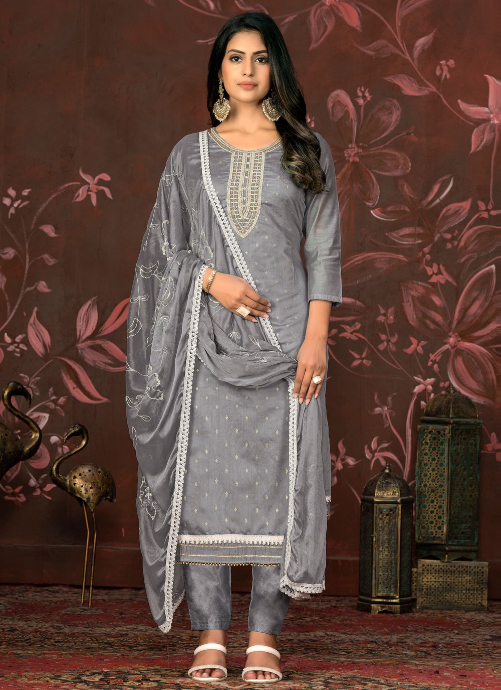 Grey colour outlet salwar suit