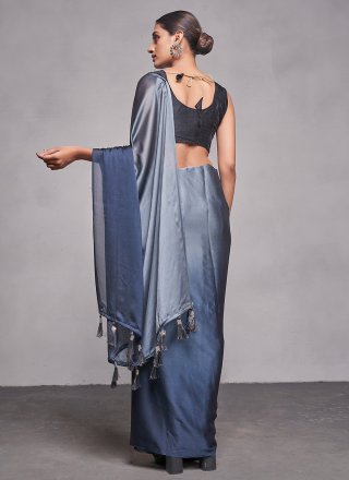 Grey Rangoli Designer Saree In Plain for Casual