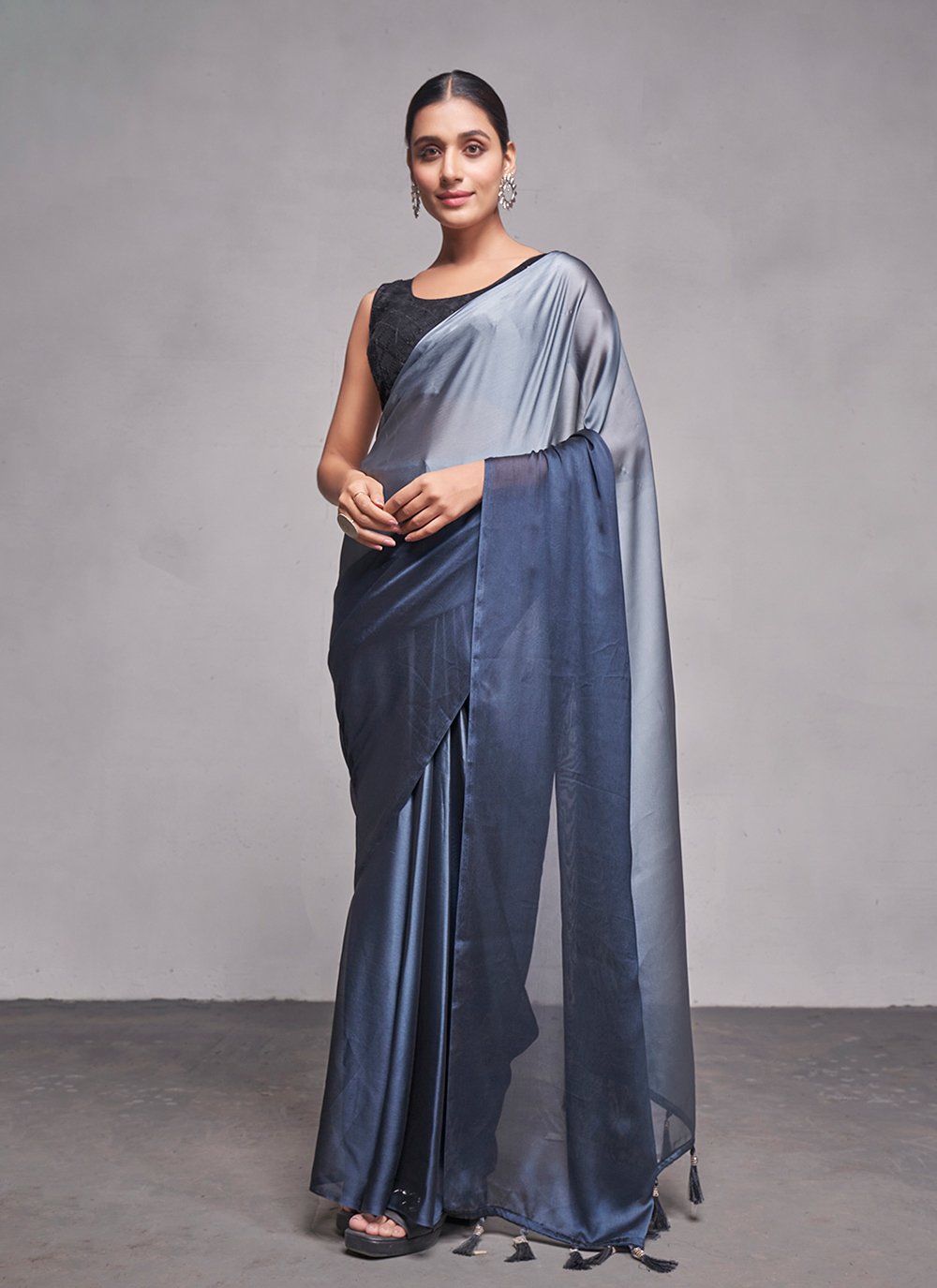 Silver Embellished Designer Saree - Mirra Clothing