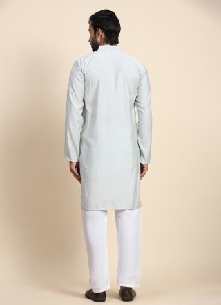 Grey Rayon Plain Work Kurta Pyjama for Casual