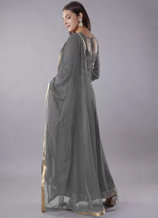 Grey Rayon Salwar Suit with Embroidered Work
