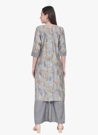Grey Viscose Casual Kurti with Print Work for Casual