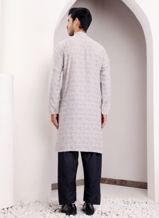 Grey Viscose Kurta Mens Wear with