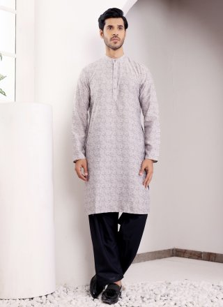 Grey Viscose Kurta Mens Wear with