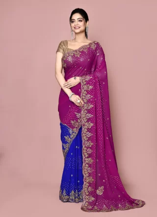 Buy Online Pink JIMMY CHU Classic Saree with : 300455 -