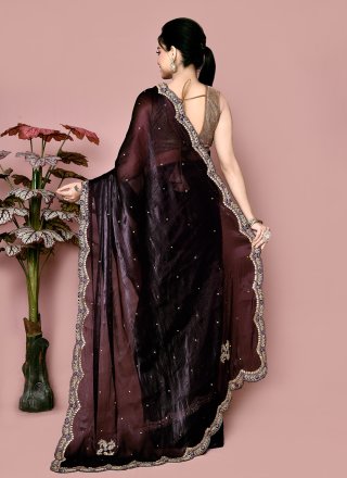 Hand Work JIMMY CHU Traditional Saree In Wine