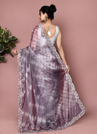 Hand Work Tissue Traditional Saree In Mauve