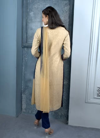 Handloom Silk Pant Style Suit In Beige