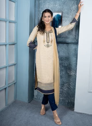 Handloom Silk Pant Style Suit In Beige