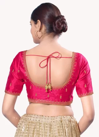 Haute Pink Faux Georgette Designer Blouse with Embroidered Work