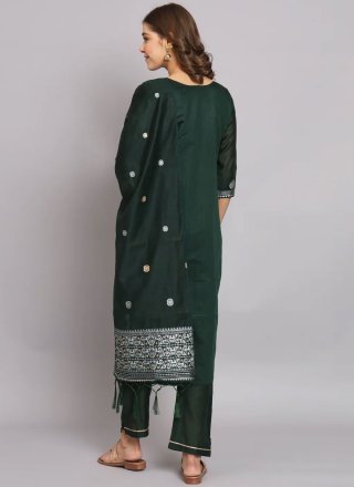 Heavenly Green Cotton Silk Salwar Suit with Woven Work