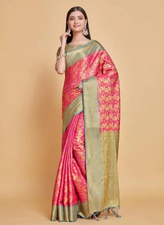Heavenly Pink Kanjivaram Silk Designer Sari