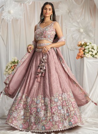Hot Pink Chiffon Lehenga Choli