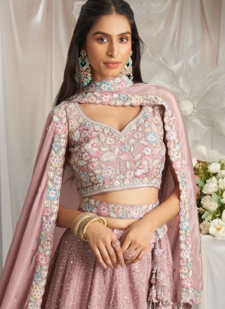 Hot Pink Chiffon Lehenga Choli