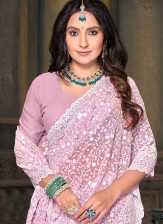 Hot Pink Georgette Classic Sari