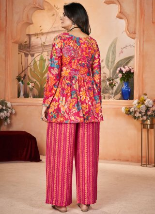 Hypnotic Rani Silk Readymade Salwar Suit with Foil Print and Lace Work