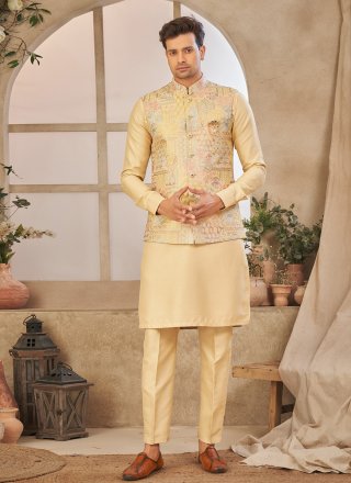 Partywear Designer Gold Banarasi Jacquard selling Kurta Pajama