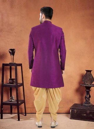 Imposing Wine Silk Sherwani Mens Wear