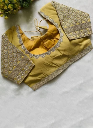 Impressive Yellow Silk Designer Blouse
