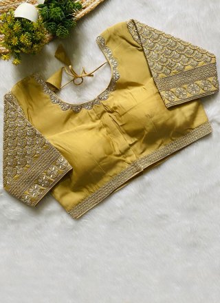 Impressive Yellow Silk Designer Blouse