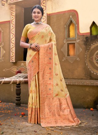 Order Sky Blue and Gold Blouse Pre-Pleated Saree Online | ViBha