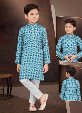 Innovative Blue Rayon Kurta Pyjama