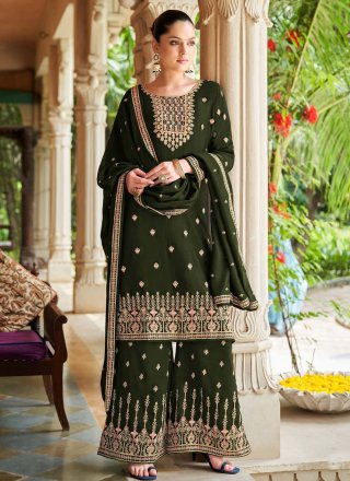 Innovative Green Silk Palazzo Salwar Suit