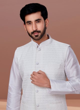 Innovative White Georgette Nehru Jackets