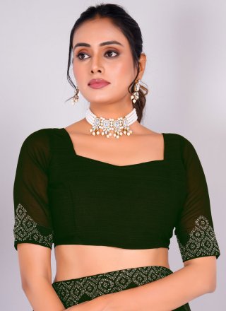 Integral Green Silk Designer Saree