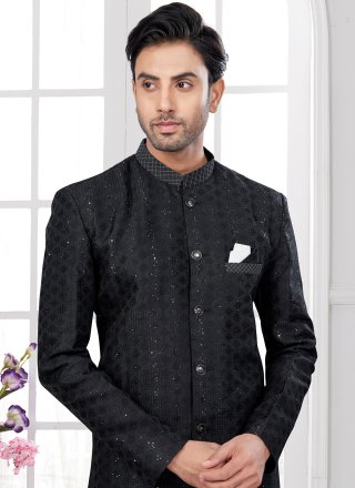 Intriguing Black Silk Indo Western