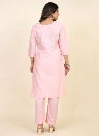 Intriguing Pink Cotton Silk Casual Kurti