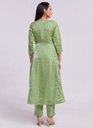 Intrinsic Green Organza Party Wear Kurti In Plain