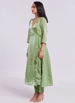 Intrinsic Green Organza Party Wear Kurti In Plain