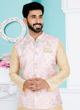 Intrinsic Pink Polyester Nehru Jackets