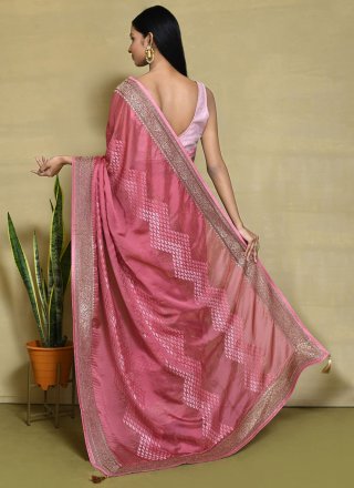 Intrinsic Red Satin Silk Trendy Saree with Woven Work