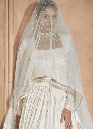 Irresistible Off White Georgette  Designer Gown