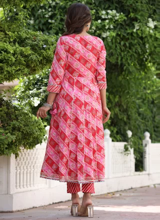 Irresistible Pink Cotton Readymade Salwar Suit