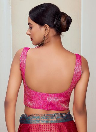 Jacquard and Weaving Work Banarasi Silk Designer Blouse In Pink