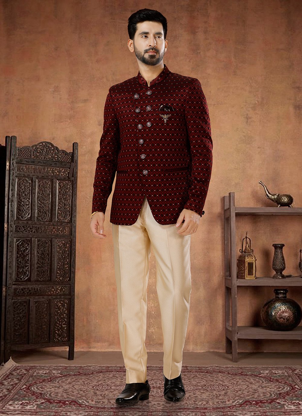 Buy Wedding Stylish Royal Jodhpuri Suit for Men Online USA — Karmaplace