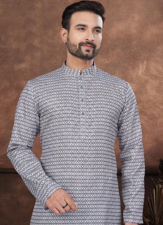 Jacquard Kurta Pyjama In Black and White