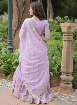 Jacquard Lehenga Choli In Lavender