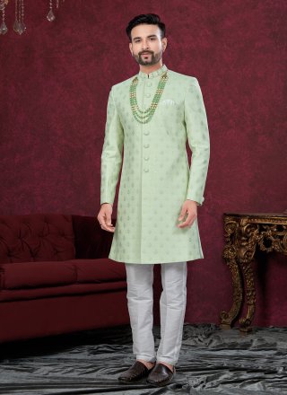 Jacquard Sherwani Mens Wear with Hand Work