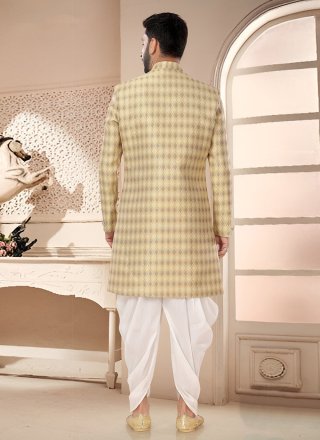 Jacquard Sherwani Mens Wear with Woven Work