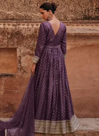 Jacquard Silk Designer Gown with Embroidered and Resham Work