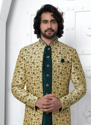 Jacquard Silk Indo Western with Embroidered Work
