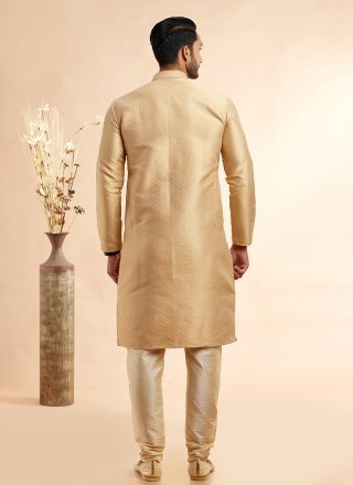 Jacquard Silk Kurta Pyjama In Gold