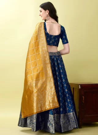 Jacquard Silk Lehenga Choli In Blue