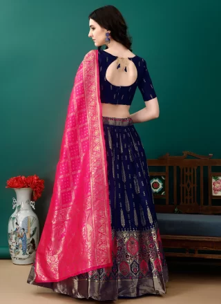 Jacquard Silk Lehenga Choli In Violet
