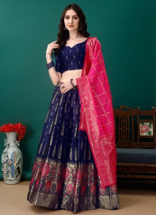 Jacquard Silk Lehenga Choli In Violet
