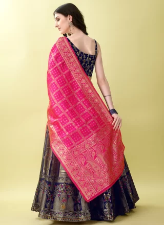 Jacquard Silk Lehenga Choli In Violet
